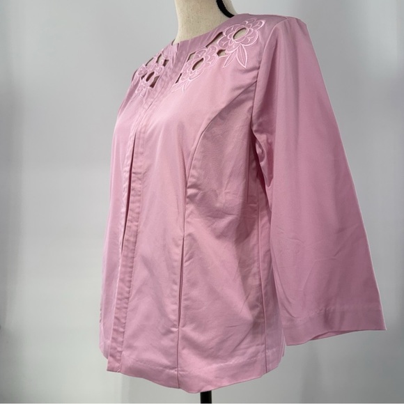 Bob Mackie Wearable Art Pink Floral Cutout Embroidered Jacket Women’s Size Small - Picture 2 of 14